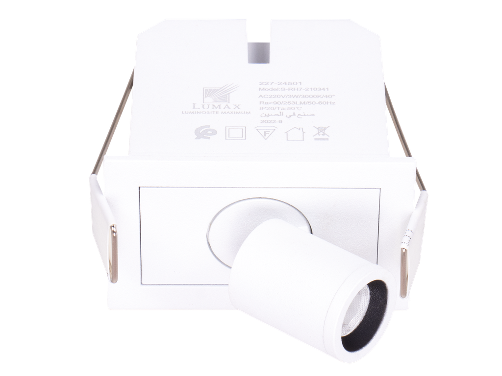 227-24501-SPOT PROJECTEUR  LED A ENCASTRER ORIENTABLE CARRE 220V 40°