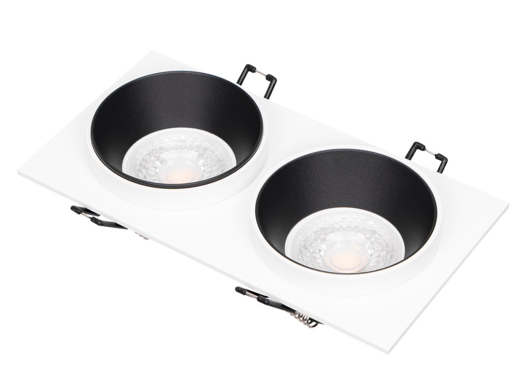 221-FICUS-340-CADRE SPOT GU10 DOUBLE FIXE A ENCASTRER RECTANGULAIRE ALUMINIUM