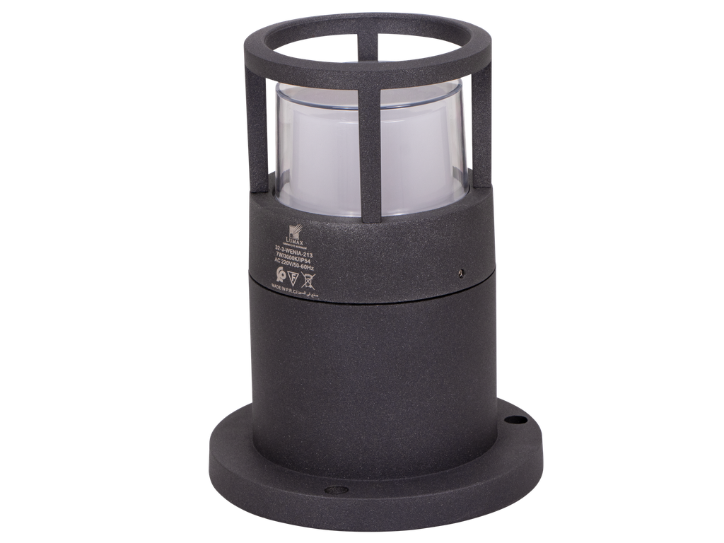 [32-3-WENIA-213] 32-3-WENIA-213-BORNE JARDIN LED IP54 H20CM 220V (7W, 3000K, GRIS FONCE)