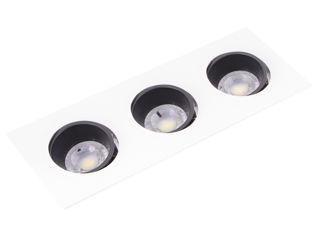 22-1-OSTANIA-3BN-SPOT 3*GU10 A ENCASTRER RECTANGULAIRE ORIENTABLE PVC