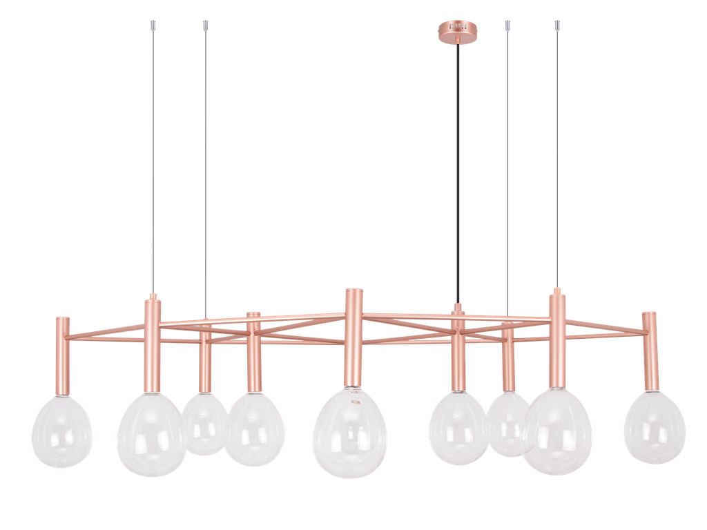 804-PIVOINE-010- LUSTRE 10XG9 220 METAL VERRE CLAIRE D600 H1300